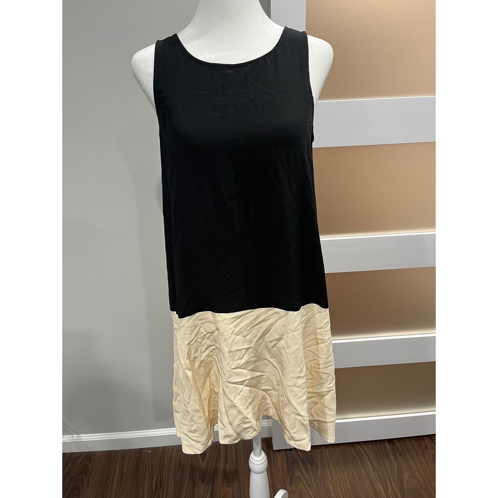 Club Monaco Black Cream Colorblock Silk Midi Dress Size‎ 2
